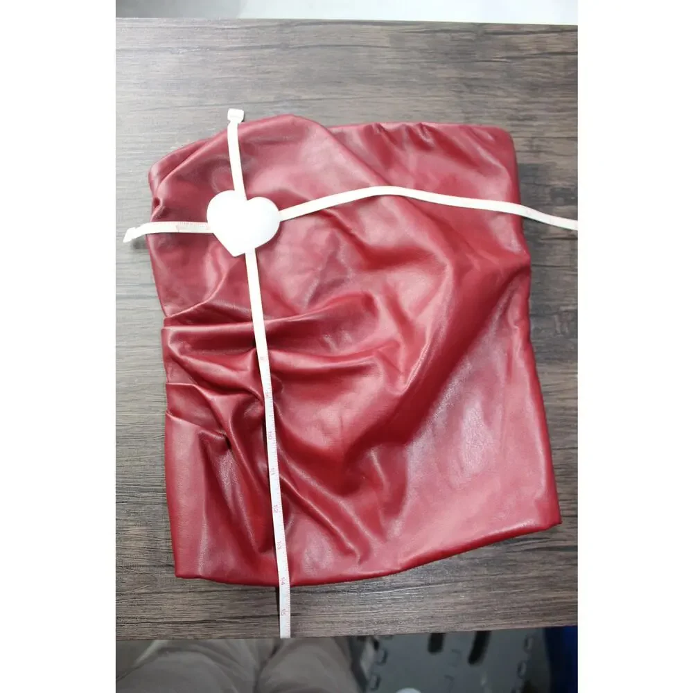 White Fox Well Behaved bustier vegan leather tube top gathered burgundy XS - Picture 8 of 10